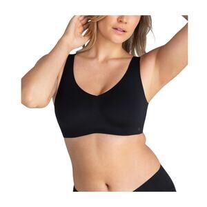 Honey Love Women's Soft Form Bra Black Size 1X Wireless V-Neck Comfort Pullover